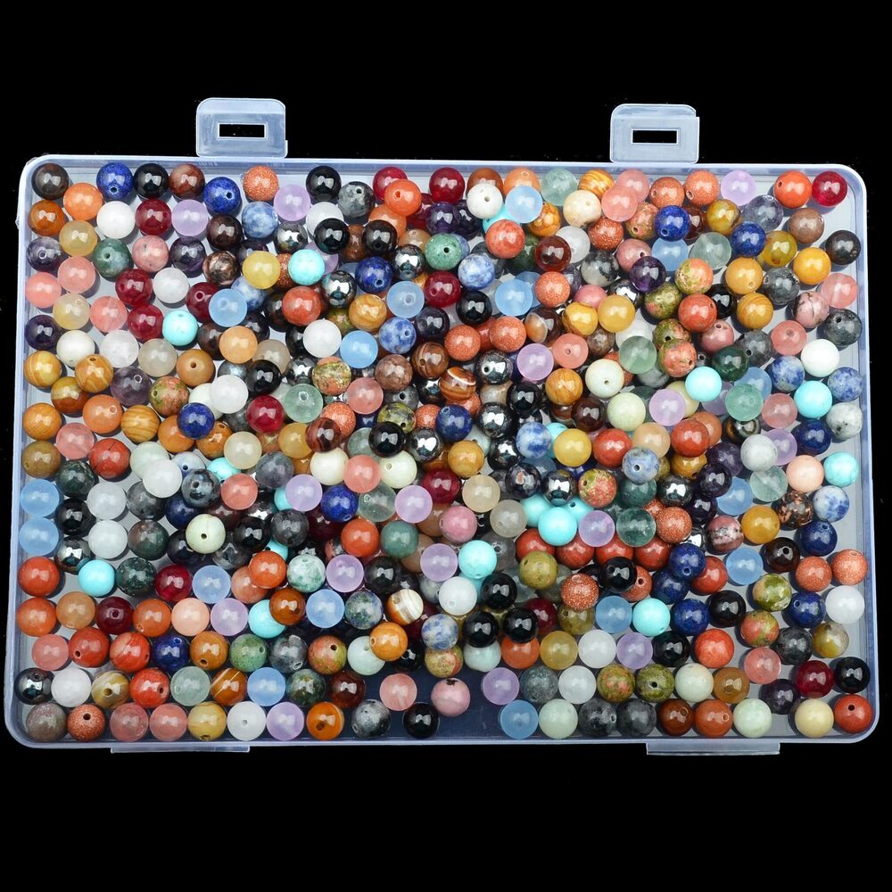 1996 6mm Natural Mixed Materials Gemstones Beads Tiny Spacer Round Loose - Picture 6 of 7